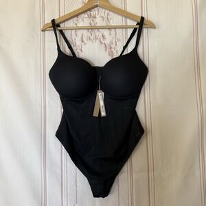 Skims Ultimate Body Push-Up Thong Bodysuit Onyx Black Size Large NWT $144